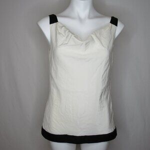 White House Black Market Cream Drape Front Silk Tank Top Women's Small S